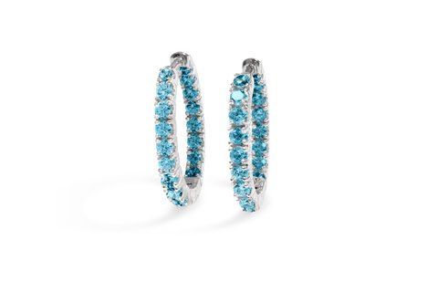 Серьги-конго из белого золота с топазами Swiss Blue S-0267 фото