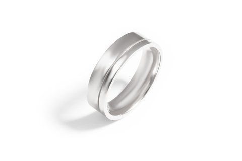 Mужское обручальное кольцо из белого золота Comfort Fit OK-0033 фото