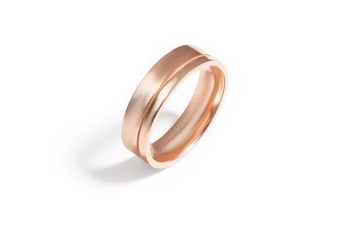 Мужское обручальное кольцо из красного золота Comfort Fit OK-0035 фото