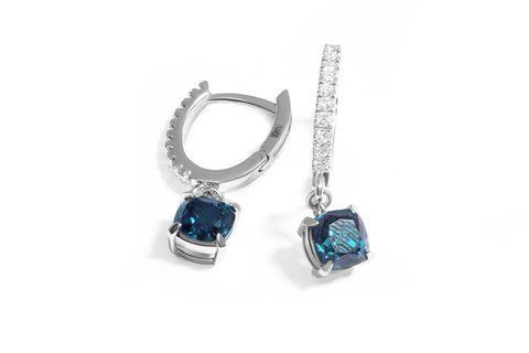 Серьги из белого золота с топазами London Blue и бриллиантами S-0259 фото